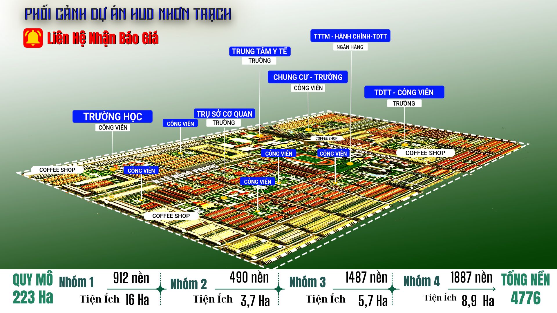 Cần bán 2 nền đất dự án HUD Nhơn Trạch - mặt sau đường Lê Hồng Phong lộ giới 53m. - Ảnh chính